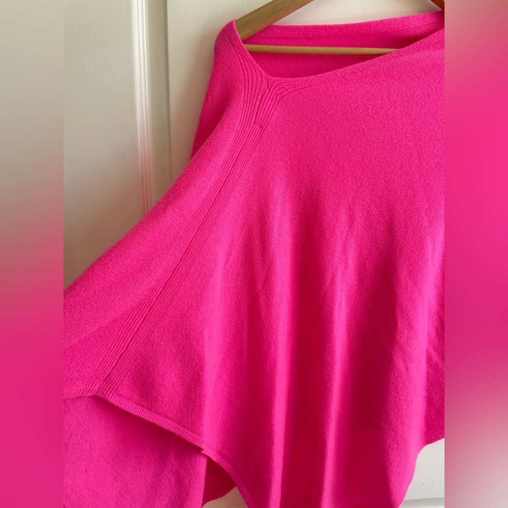Lilly Pulitzer 100% Cashmere Bright Pink Poncho Wrap One Size Soft Luxury - Picture 3 of 6
